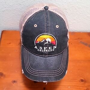 NEW Ace USA‎ Aspen Colorado Hat Unisex OSFA Charcoal Tan Distressed Snapback